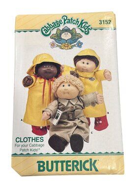 Cabbage Patch Kids Rain Wear Sewing Pattern 3152 By Butterick One Size 1985 Vint